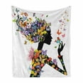 thumbnail image 1 of Butterflies Soft Flannel Fleece Throw Blanket, Girl Fashion Flowers Ornamental Floral Foliage Nature Forest Animal Print, Cozy Plush for Indoor and Outdoor Use, 60" x 80", Multicolor, by Ambesonne, 1 of 5
