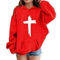 thumbnail image 3 of WRTFVZA Red Hoodie for Teens, Christian Jesus Prints Hooded Sweatshirts Fall Winter Clothes (Big Girls, Red, 8-9 Years), 3 of 4