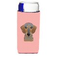 thumbnail image 1 of Aisladores De Bebidas Checkerboard Pink Wirehaired Dachshund Ultra Para Latas Delgadas, 1 of 1