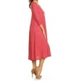thumbnail image 4 of MOA Collection Women's Loose Fit Scoop Neck 3/4 Sleeve Polka Dot Patterned A-Line Midi Dress, 4 of 6