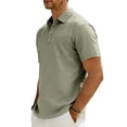 thumbnail image 4 of GrmtClth Men's Polo Shirt with Chest Pocket Short Sleeve Solid Color Business Casual Regular Fit Classic Work Tops 2026 Army Green 3XL, 4 of 7