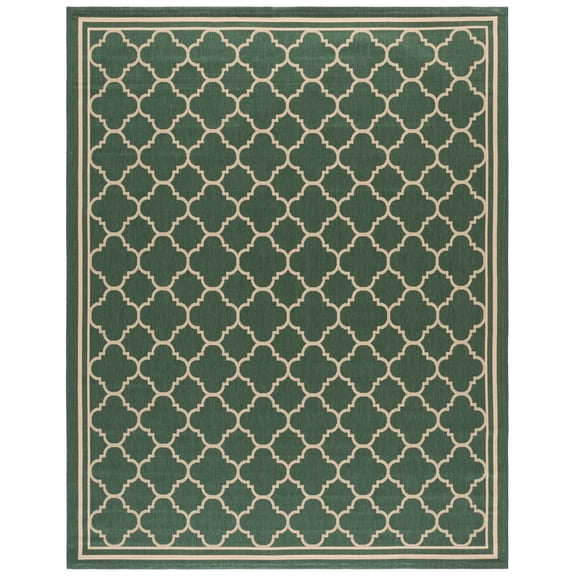 Safavieh Courtyard Alina Geometric Quatrefoil Indoor/Outdoor Area Rug, Dark Green/Beige, 9' x 12'