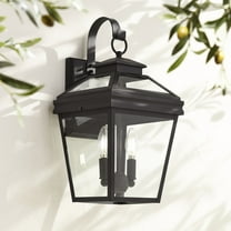 John Timberland Stratton Street Rustic Outdoor Wall Light Fixture Texturized Black 16 1/2" Clear Glass for Post Exterior Barn Deck House Porch Yard