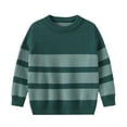 thumbnail image 2 of Fall/Winter Saving! HVOBTTY Kid's Casual Knited Sweater, Toddler Fall Pullover Sweater, Kids Soft Striped Crewneck Long Sleeve Knit Sweater Pullover Base Layering Top Green, 3-4 Years, 2 of 4