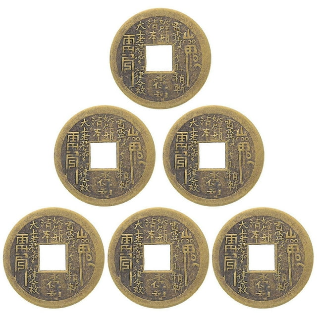 6pcs Brass Chinese Luck Coins DIY Accessories for Knot Making, Feng Shui Copper Coins for Success, Glossy Finish for Home Decor