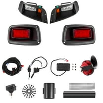 KFFKFF Golf Cart Light Kit, 12V LED Headlight and Tail Light Set with Wiring Harness, Turn Signals, Hazard Lights, Horn, Brake Pad, Zip Ties, ABS Housing, Compatible with EZGO TXT 1996-2013