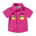 thumbnail image 3 of LEKWK Boys Funny T-Shirt Short Sleeve Button Down Top Cartoon Sunglasses Face Print Collared Shirt Summer Beach Outfits, 3 of 8