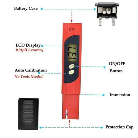 Portable LCD dig ital PH Meter Pen Aquarium Pool Water Wine Tester Tool , LCD PH Tester, PH Tester High Precision Pen Type dig ital PH Meter Multimeter Tester Hydro