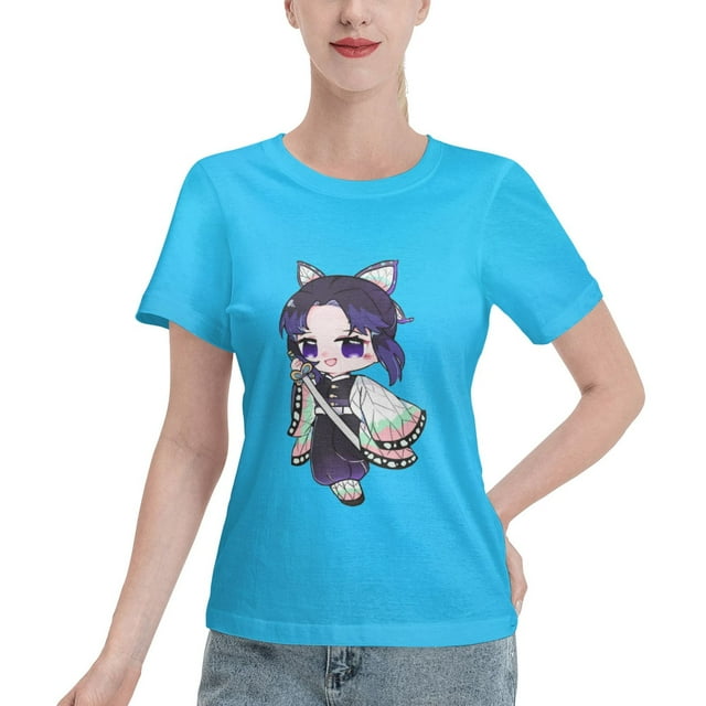 T-Shirt Basique à Manches Courtes pour Femmes Demon Slayer Ninja Papillon