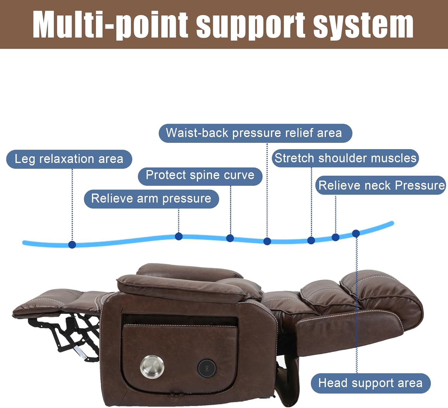 Oversized Power Lift Recliner for Elderly, Infinite Position Lay Flat Lift Chair Sleeping with Heat & Massage Lumbar Pillow & Cup Holders, Dual Motor Big Tall 400 lbs (Brown)