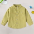 thumbnail image 2 of WUANDIXFA Little Boys Long Sleeve Button Down Shirt Formal Dress Shirts Regular Fit School Uniform Tops (Green, 1-2 Years), 2 of 6