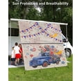 thumbnail image 3 of 4th of July RV Awning Sun Shade Screen 9'X7' Blue Truck Poppy Flower Mesh Sunscreen Star Flag Firework Awning Shade Screen with Zipper UV Blocker Completed Kits for RV Motorhome Camper, 3 of 7