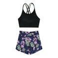 thumbnail image 4 of YONGHS Kids Girls Two-Piece Sport Suit Rear back Cross Top Shorts Set 4-16 Navy Blue 8, 4 of 7