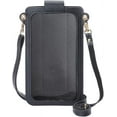 thumbnail image 1 of Bolso bandolera pequeño negro para mujer, bolso con pantalla táctil, cartera de cuero para teléfono móvil, 1 of 6