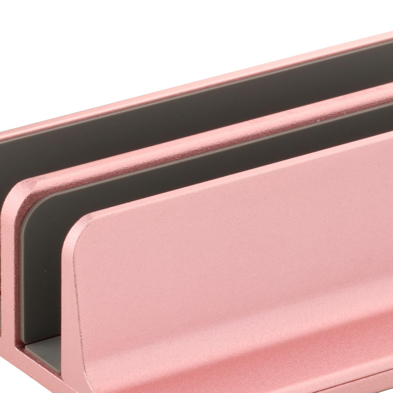 Adjustable Laptop Stand 2 Slots Computer Vertical Support Desktop Accessories, Stable and Firm Holder - Rose Gold