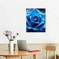 thumbnail image 2 of COMIO Blue Rose Canvas Wall Art Floral Pictures Wall Decor Flower Bloom Close Up Painting Print Flowers Artwork for Bathroom Bedroom Office Living Room Paintings Decorations Ready to Hang Framed, 2 of 4