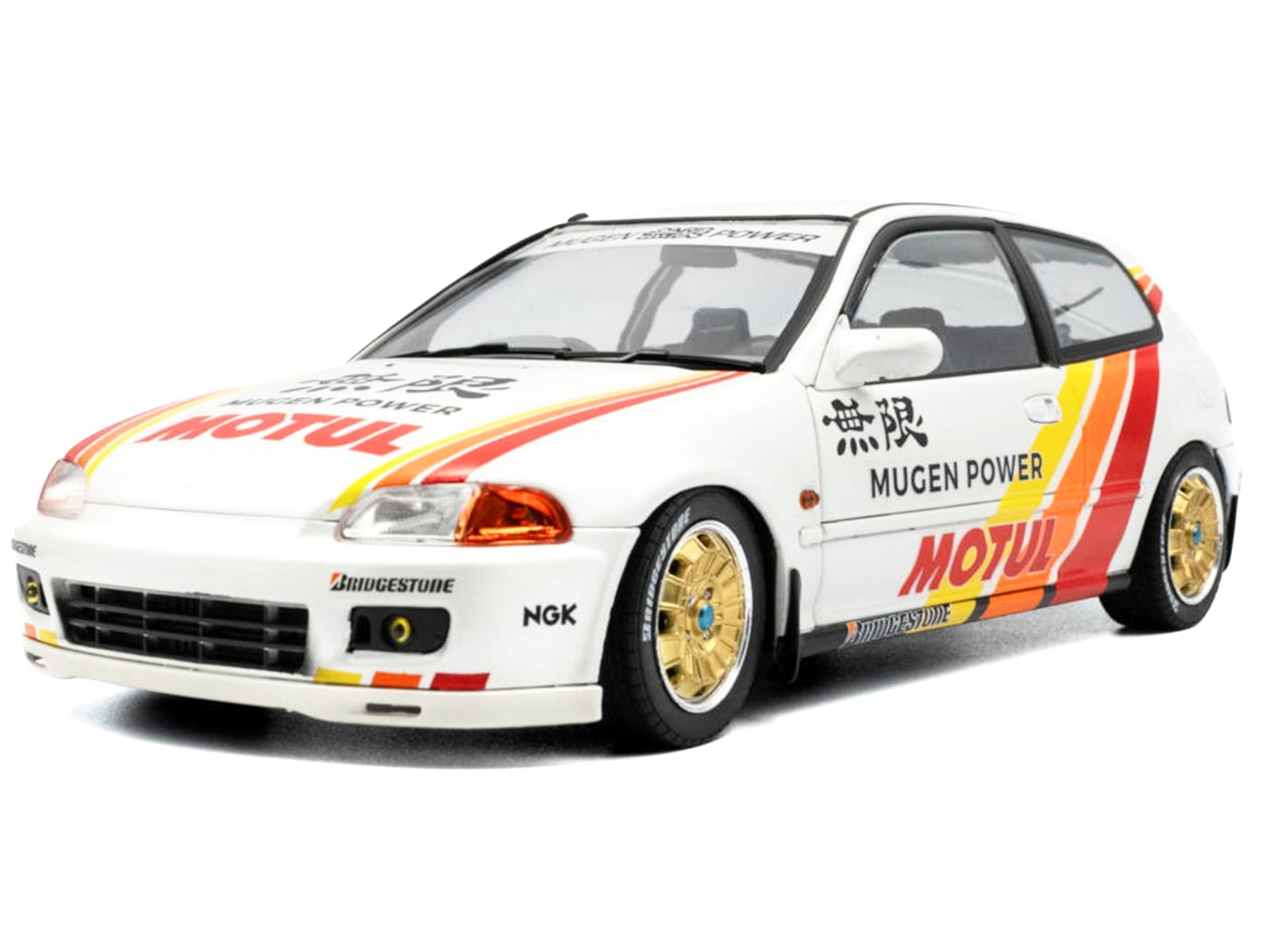 1991 Honda Civic (EG6) RHD (Right Hand Drive) "Mugen Racing" White with Stripes 1/18 Diecast Model Car by Solido