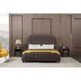 thumbnail image 3 of American Eagle Fabric Tufted Queen Platform Bed with Nailhead Trim in Gray, 3 of 4