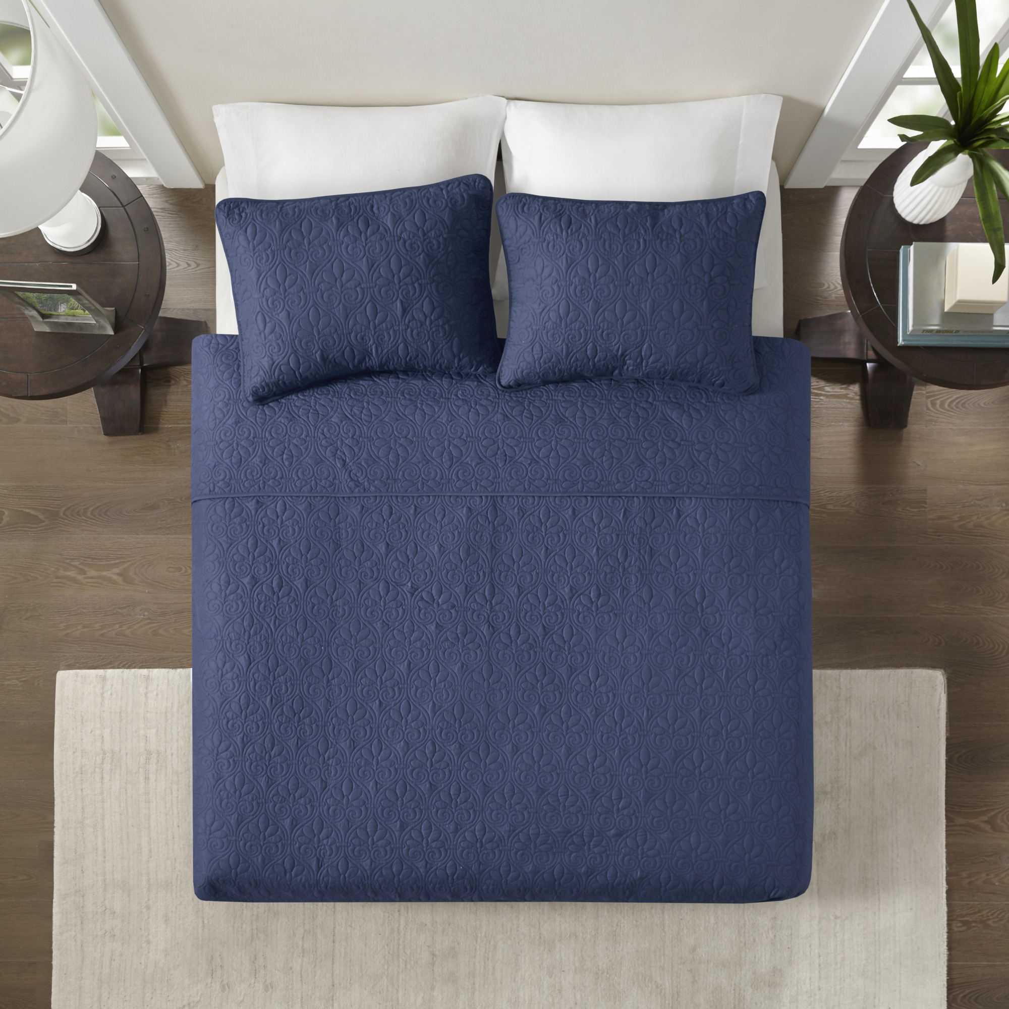 Home Essence Vancouver Super Soft Reversible Coverlet Set, Full/Queen, Navy - image 5 of 13