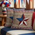 thumbnail image 5 of 2 Pack Outdoor Waterproof Throw Pillows,American Star Stripe USA Flag Decorative Square Pillow Case Patio Pillows for Chair Couch Sofa 16x16in, 5 of 9