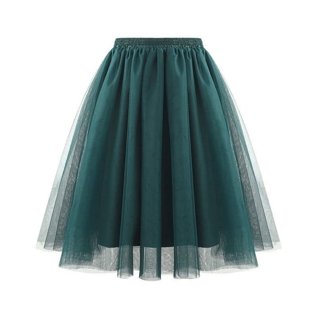 Karight Women Tutu Skirts High Waisted Knee Length Layered Party Midi Skirt Plus Size Tulle Dress Fashion Outfits