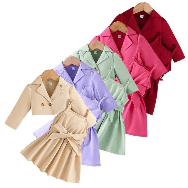 KYAIGUO 6M-4T Ensemble de Printemps pour Bébés Filles Robe et Cardigan 2 Pcs Robe Sans Manches d'Automne pour Tout-Petits Tenue de Jeu Jupe Cardigan