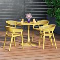 thumbnail image 3 of WestinTrends Playa 5-Piece Indoor Outdoor Metal Patio Dining Table Set With Stackable Patio Chairs, Yellow, 3 of 16