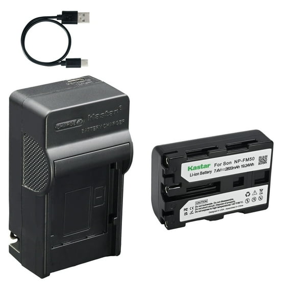 Kastar 1-Pack Battery and AC & USB-C Charger, Compatible with Sony NP-FM30 NP-FM40 NP-FM50 NP-FM55H NP-FM60 NP-QM50 and Sony CCD-TRV108 218 250 328 DCR-TRV22 33 40 60 70 80 PC100 PC120 DSC-F707 F717