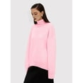 thumbnail image 4 of Women'S Sweater Fall Winter Chunky Knitted Pullover Ribbing Hem Trendy Basic Jumper Top Pink M, 4 of 6