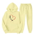thumbnail image 2 of Black and Friday Deals Womens 2 Piece Outfits Heart Print Hoodie Sweatsuit Sets Loose Comfy Sweatshirt Fall Fashion Sweatpants with Pockets (XL, Yellow 02), 2 of 7