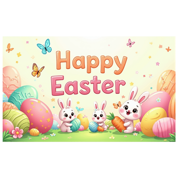LUUFILx Happy Easter Bunny Backdrop Banner for Spring Party Celebration Photo Booth Decoration Background Event Festive Gathering Easter Egg Decor