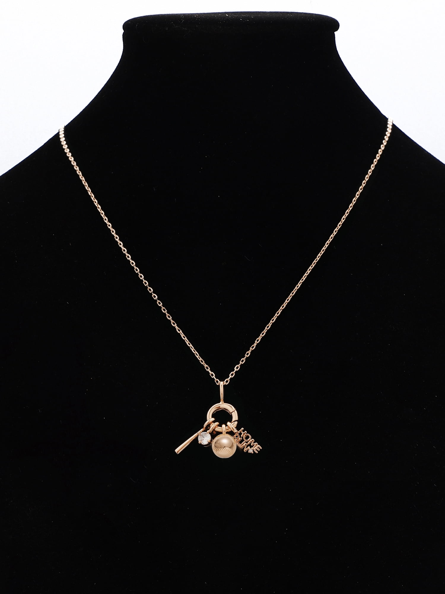 Believe by Brilliance Baseball Removable Charms Necklace in 14KT Gold Flash Plated