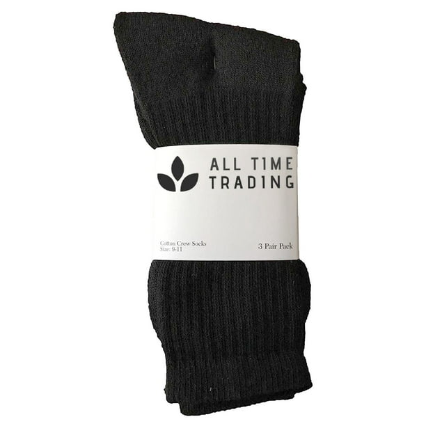 All Time Trading Womens Wholesale Cotton Crew Socks Black Sport