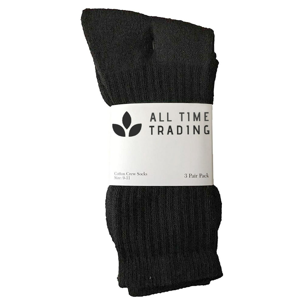 All Time Trading - Womens Wholesale Cotton Crew Socks - Black Sport ...
