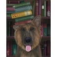 thumbnail image 2 of Fab Funky 12x14 Black Ornate Wood Framed with Double Matting Museum Art Print Titled - German Shepherd and Books, 2 of 4