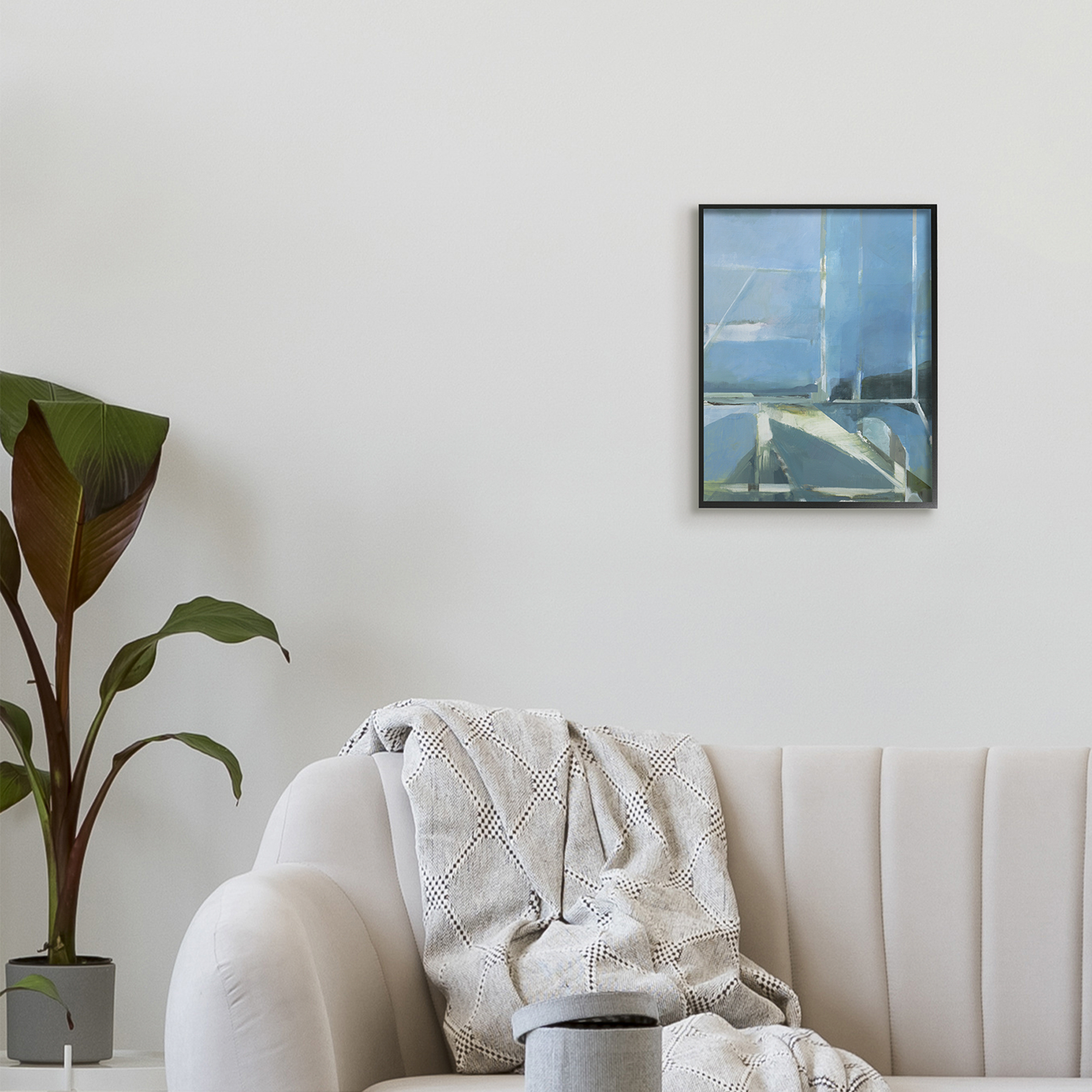Stupell Industries Abstract Coastal View From Window Blue Sky,11 x 14,Designed by Stephane Villafane