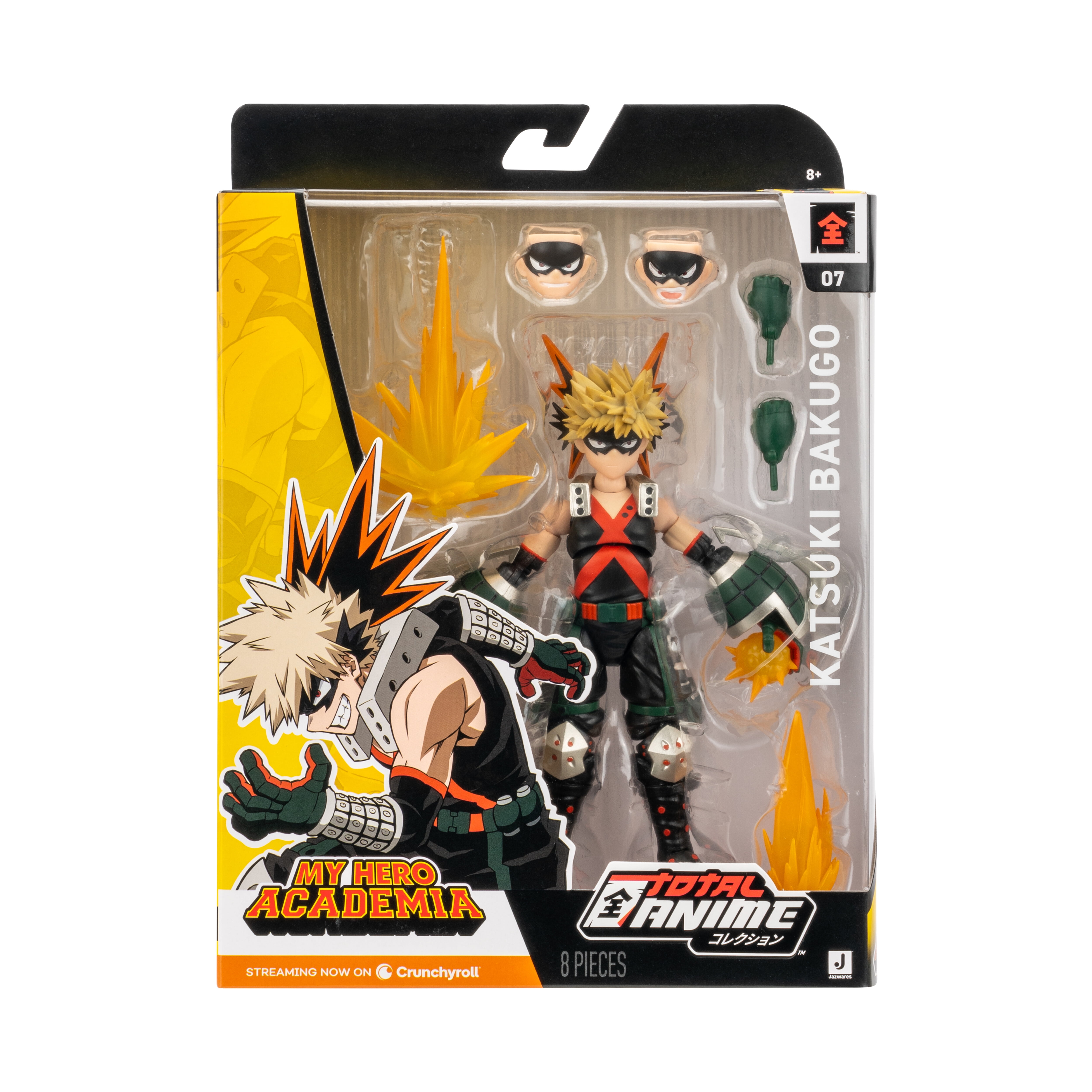 Total Anime Katsuki Bakugo - 6.5 inch Figure with Swappable Faceplates, Alternate Hands, and Blast Effects