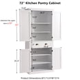 thumbnail image 2 of Storage Cabinet Freestanding Pantry Cupboard with Large Drawer and 3 Adjustable Shelves Tall White Kitchen Pantry, 2 of 6