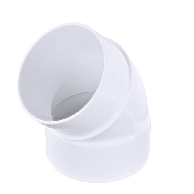 Cubo de codo NDS de PVC de 4 pulgadas y 45° Street con espita, blanco