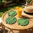 thumbnail image 4 of AuroraX Tropical Leaf Wood Coasters Natural Wood Drink Coasters Set of 3 Heat Resistant Non-Slip Eco-Friendly Wood Beverage Coasters for Table Green, 4 of 6