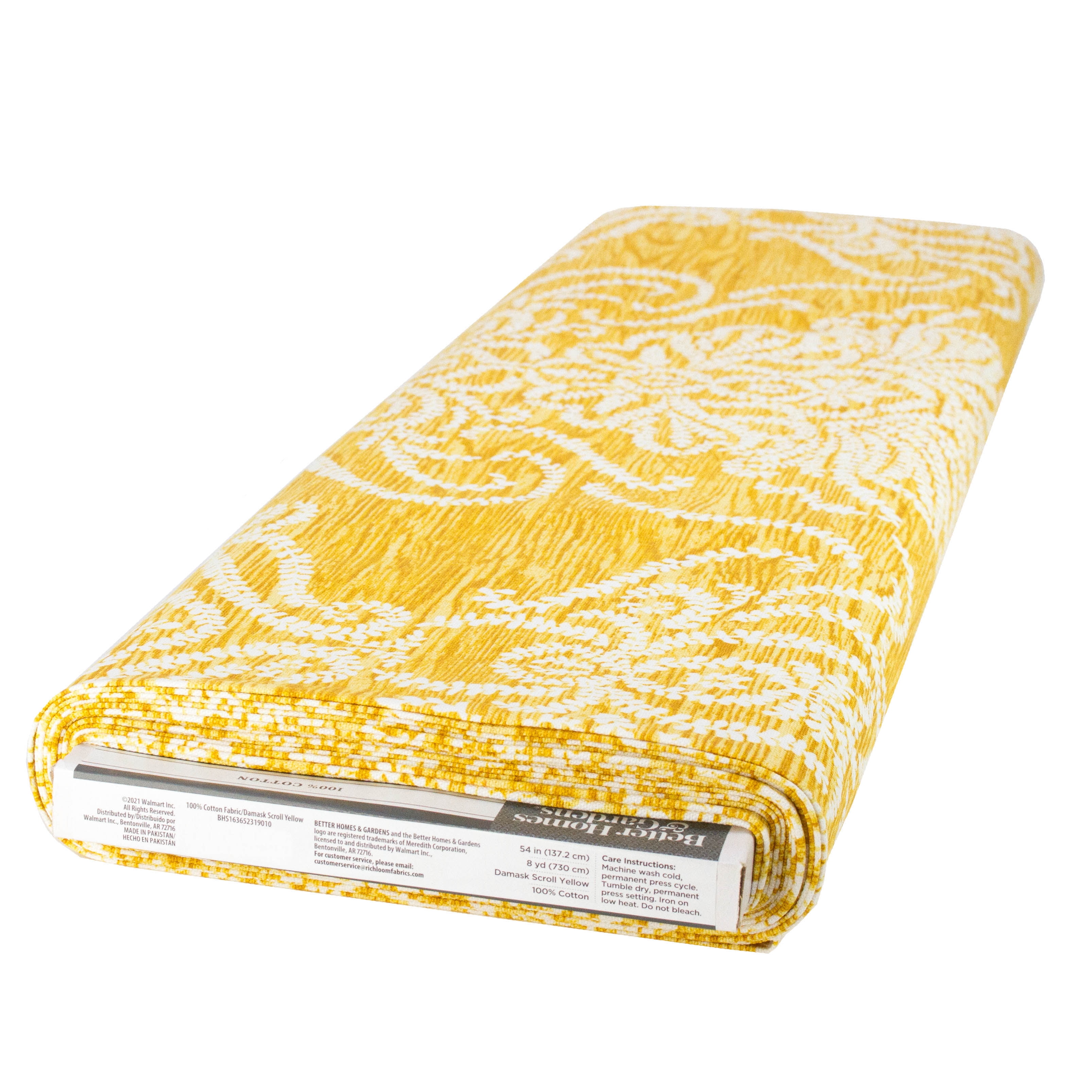 Better Homes & Gardens Damask Scroll Color Yellow 8 Yards by the Bolt 100% Cotton 54" Width Fabric