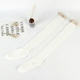 thumbnail image 4 of Fgnfyis Knit Solid Cable Stockings for Women Long Knee High Socks with Lace Trim Warm Winter Fashion Ribbed Pattern White, 4 of 6