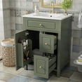thumbnail image 3 of ENSHUI  24-Inch Bathroom Vanity with Ceramic Sink, 1 Soft Close Door, 2 Soft Close Drawers, Green, 3 of 15