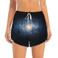 thumbnail image 2 of Yiaed The Galaxy Print Women's Running Shorts with Liner 3 Zipper Pockets Elastic Workout Athletic Gym Yoga Shorts-Large, 2 of 7