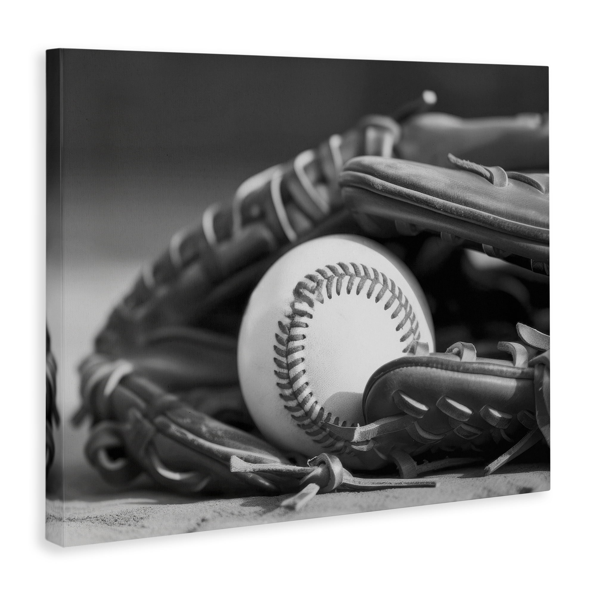 Stupell Industries Baseball Mitt & Ball Sports Photography Wrapped Canvas Art Print Wall Art, 48 x 36