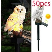Powiller Garden Solar Lights Outdoor Decorative Resin Owl Solar LED Lights with Stake for Garden Lawn Pathway Yard, White