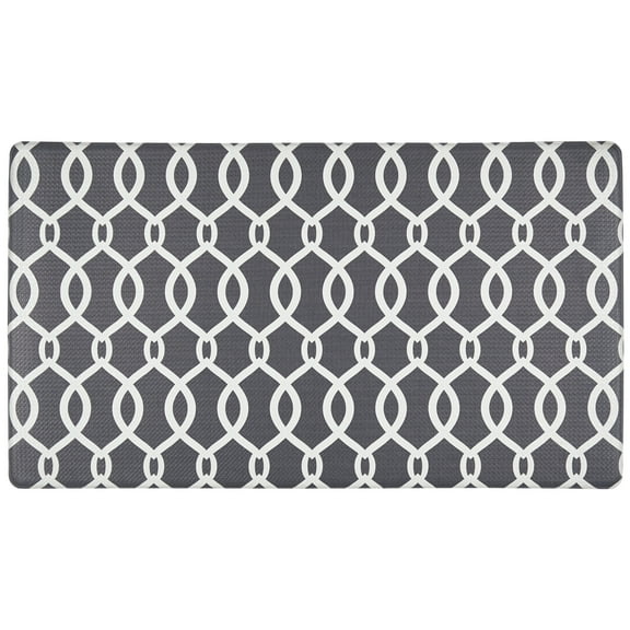 SoHome Cozy Living Kochi Lattice Anti-Fatigue Kitchen Mat, Black/White, 17.5"x30"