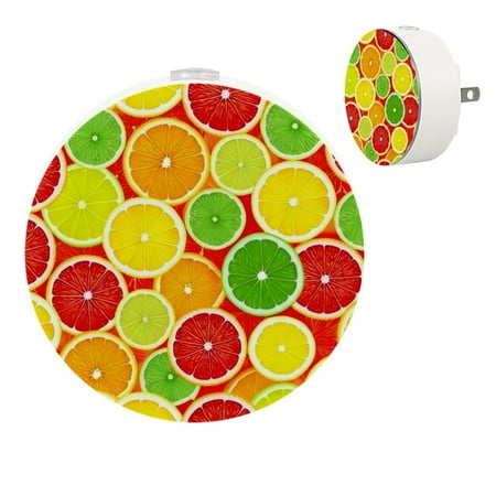 

YZUOUZY Night Lights Plug into Wall Bedside Lamp Bedside Lamps Set of 2 Citrus Oranges Lemons Grapefruits