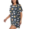 thumbnail image 2 of Wukai Cartoon Animals Print Women's Pajama Set - Short-Sleeve Top and Shorts with Elastic Waistband and Pockets for Loungewear, Yoga, and Casual Wear-Medium, 2 of 8