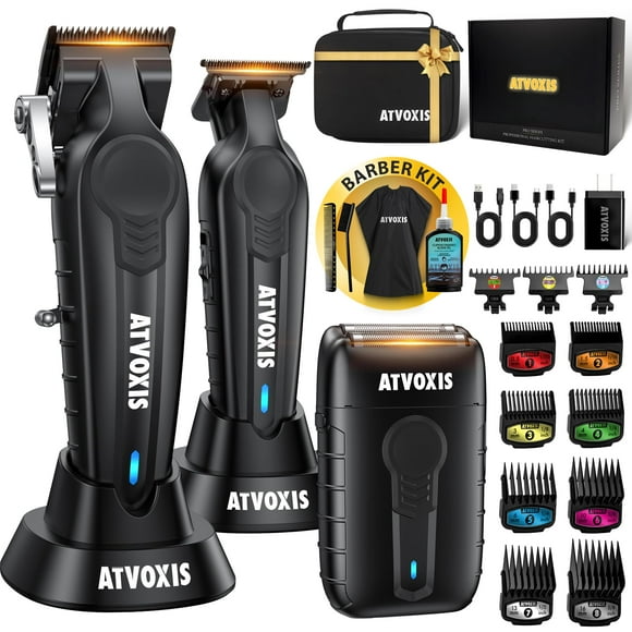 ATVOXIS Cortapelos profesional para hombre, juego de cortapelos y recortadores de barbero, cortapelos inalámbricos, kit de corte de pelo, kit de barbero, kit de corte de pelo, máquina para cortar pelo